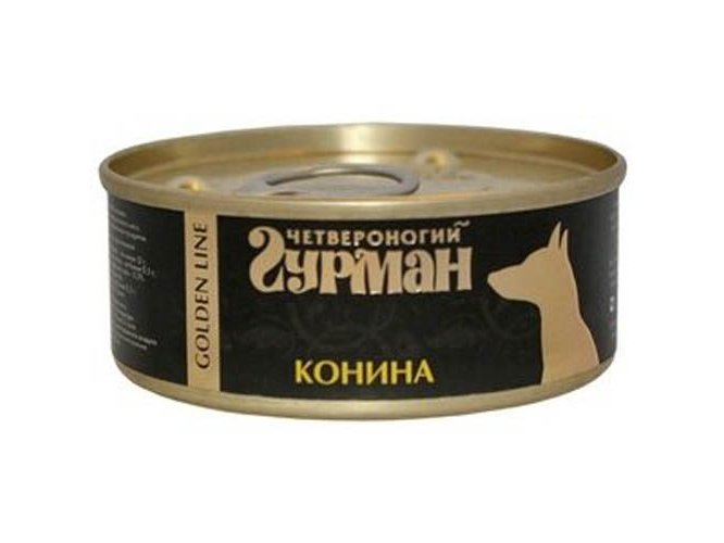 ЧЕТВЕРОНОГИЙ ГУРМАН GOLDEN LINE Консервы Золотая линия для собак Конина натуральная в желе (цена за упаковку) 100 гр х 24 шт