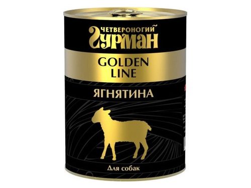 ЧЕТВЕРОНОГИЙ ГУРМАН GOLDEN LINE Консервы Золотая линия для собак Ягненок натуральная в желе (цена за упаковку) 340 гр х 12 шт