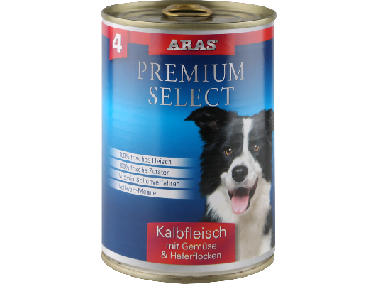 №4 ARAS PREMIUM SELECT HOLISTIC консервы холистик класса для собак - Телятина, овощи и овсяные хлопья (410 г)