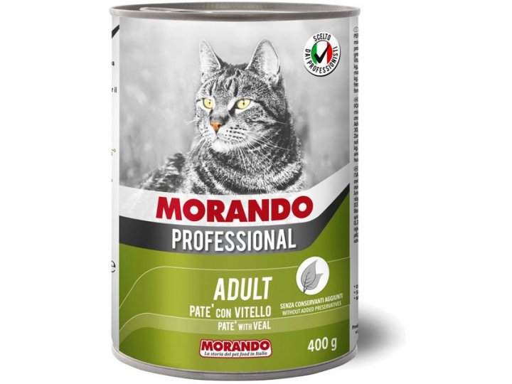 Консервы MORANDO PROFESSIONAL ADULT PATE  Морандо для кошек паштет с Телятиной (цена за упаковку) 400 гр х 24 шт