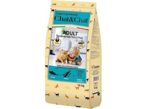 Сухой корм CHAT&CHAT EXPERT PREMIUM ADULT FLAVOURED WITH TUNA AND PEAS  Чат и Чат для взрослых кошек со вкусом Тунца и горохом 14 кг