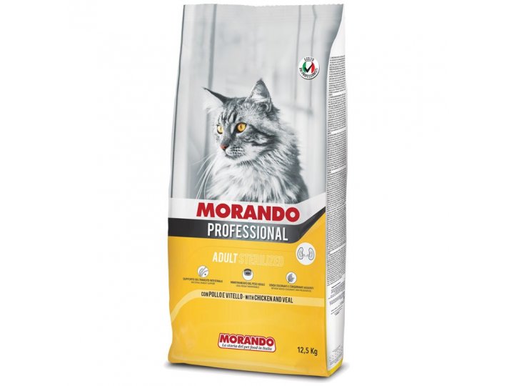 Сухой корм MORANDO PROFESSIONAL GATTO ADULT STERILIZED  Морандо для Стерилизованных кошек с Курицей и Телятиной 12,5 кг