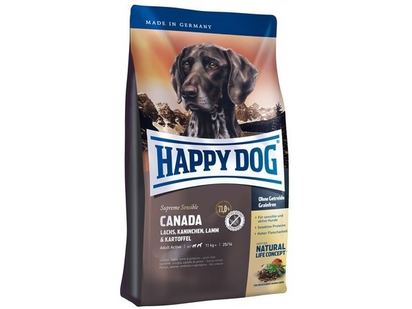 Сухой корм Happy Dog Supreme Sensible Canada для взрослых собак с чувствительным пищеварением и аллергией с лососем, кроликом и ягненком 4 кг