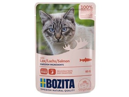 Влажный корм BOZITA SALMON Паучи Бозита для взрослых кошек кусочки в соусе Лосось (цена за упаковку) 85 гр х 12 шт