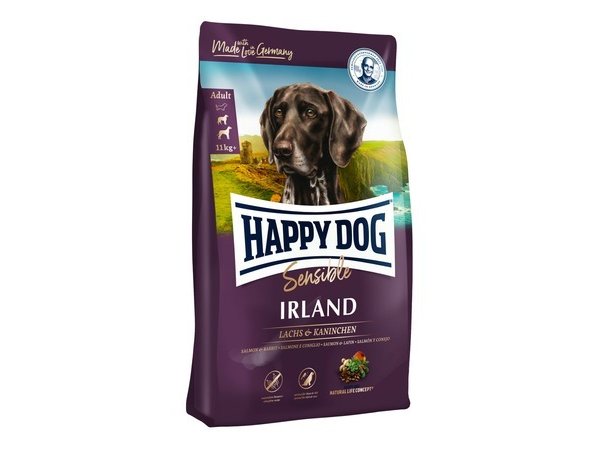 Сухой корм Happy Dog Supreme Sensible Irland для взрослых собак с Чувствительным пищеварением / мясо Лосося и Кролика / 12,5 кг