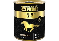 ЧЕТВЕРОНОГИЙ ГУРМАН GOLDEN LINE Консервы Золотая линия для собак Конина натуральная в желе (цена за упаковку) 340 гр х 12 шт