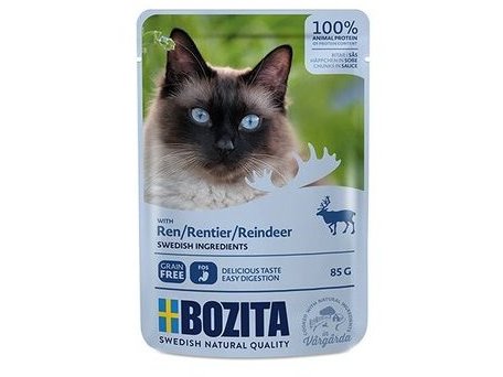 Влажный корм BOZITA REINDEER Паучи Бозита для взрослых кошек кусочки в соусе Оленина (цена за упаковку) 85 гр х 12 шт