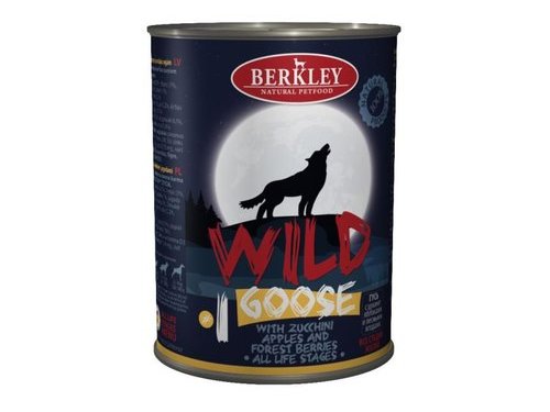 Консервы BERKLEY WILD №1  Беркли для собак всех возрастов Гусь с Цукини, Яблоками и Лесными Ягодами (цена за упаковку) 400 гр х 6 шт