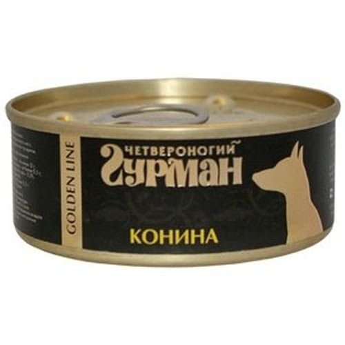 ЧЕТВЕРОНОГИЙ ГУРМАН GOLDEN LINE Консервы Золотая линия для собак Конина натуральная в желе (цена за упаковку) 100 гр х 24 шт