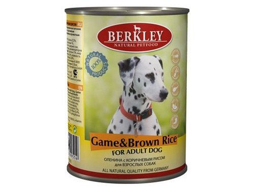 Консервы BERKLEY ADULT VENISON & BROWN RICE   Беркли для собак Оленина с коричневым рисом (цена за упаковку) 400 гр х 6 шт