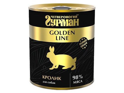 ЧЕТВЕРОНОГИЙ ГУРМАН GOLDEN LINE Консервы Золотая линия для собак Кролик натуральный в желе (цена за упаковку) 340 гр х 12 шт