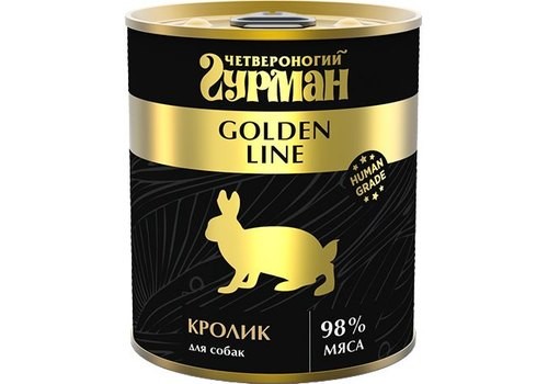 ЧЕТВЕРОНОГИЙ ГУРМАН GOLDEN LINE Консервы Золотая линия для собак Кролик натуральный в желе (цена за упаковку) 340 гр х 12 шт