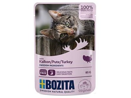 Влажный корм BOZITA TURKEY Паучи Бозита для взрослых кошек кусочки в соусе Индейка (цена за упаковку) 85 гр х 12 шт
