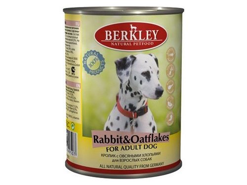 Консервы BERKLEY ADULT RABBIT & OATFLAKES   Беркли для собак Кролик с овсяными хлопьями (цена за упаковку) 400 гр х 6 шт