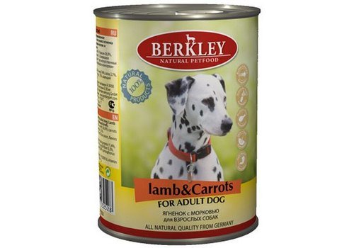 Консервы BERKLEY ADULT LAMB & CARROTS   Беркли для собак Ягненок с морковью (цена за упаковку) 400 гр х 6 шт