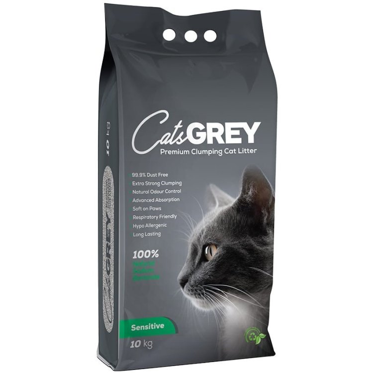 Cat's Grey Sensitive Комкующийся наполнитель Кэтс Грэй для кошачьего туалета  без ароматизатора 10 кг