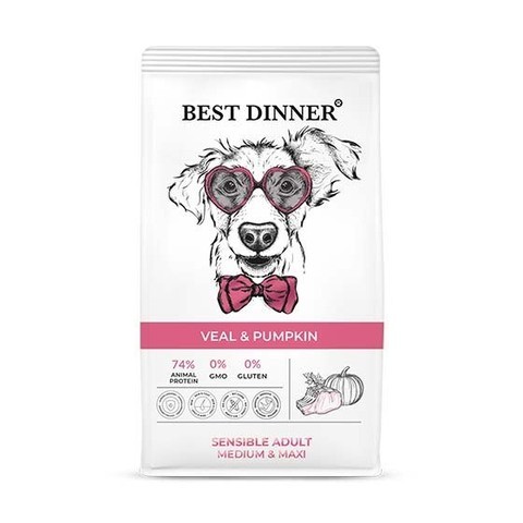 Сухой корм  Best Dinner Sensible Adult Medium & Maxi Veal & Pumpkin для собак  средних и крупных пород с Телятиной и тыквой 12 кг