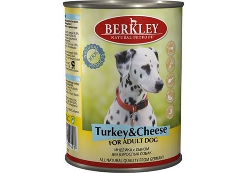 Консервы BERKLEY ADULT TURKEY & CHEESE   Беркли для собак Индейка с сыром (цена за упаковку) 400 гр х 6 шт