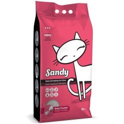 SANDY BABY POWDER Комкующийся наполнитель Сэнди для кошачьего туалета с ароматом Детской присыпки 10 кг