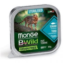 MONGE CAT BWILD GRAIN FREE STERILISED TUNA PATE Влажный Беззерновой корм Монж для Стерилизованных кошек Паштет из Тунца с овощами (цена за упаковку) 100 гр х 32 шт