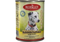 Консервы  BERKLEY PUPPY RABBIT & OATFLAKES   Беркли для Щенков Кролик с овсяными хлопьями (цена за упаковку) 400 гр х 6 шт