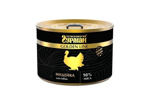 ЧЕТВЕРОНОГИЙ ГУРМАН GOLDEN LINE Консервы Золотая линия для собак Индейка натуральная в желе (цена за упаковку) 525 гр х 6 шт
