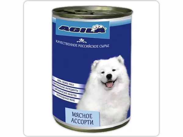 Влажный корм AGILA консервы Агила для собак - Мясное ассорти 410 гр х 6 шт / цена за упаковку /