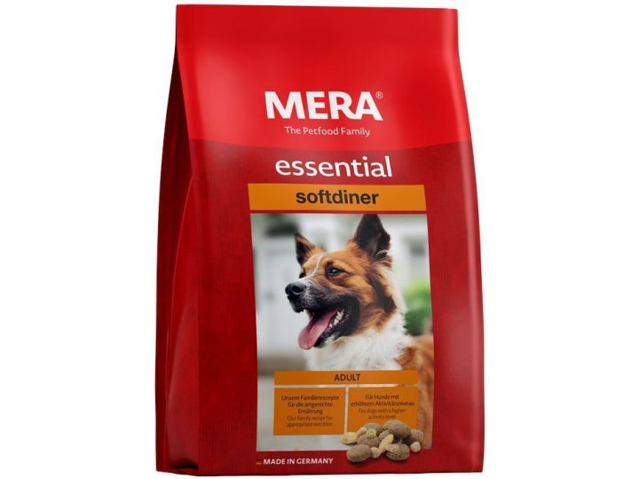 Сухой корм MERA ESSENTIAL SOFTDINER для взрослых собак с повышенным уровнем активности, микс-меню 12,5 кг