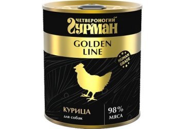 ЧЕТВЕРОНОГИЙ ГУРМАН GOLDEN LINE Консервы Золотая линия для собак Курица натуральная в желе (цена за упаковку) 340 гр х 12 шт
