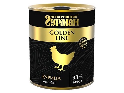 ЧЕТВЕРОНОГИЙ ГУРМАН GOLDEN LINE Консервы Золотая линия для собак Курица натуральная в желе (цена за упаковку) 340 гр х 12 шт