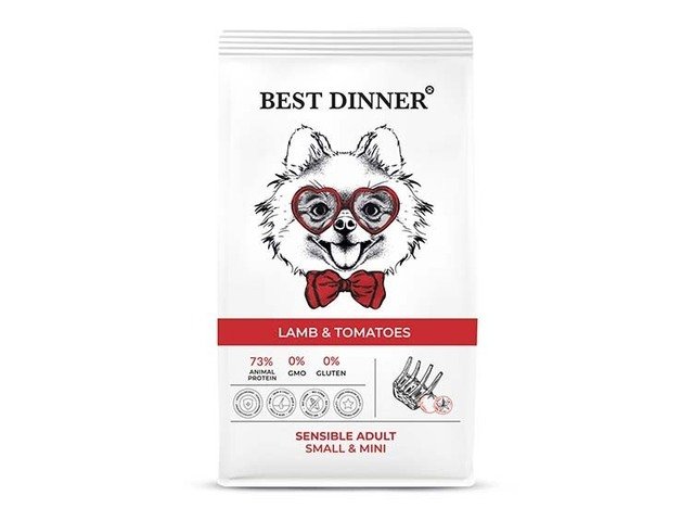Сухой корм  Best Dinner Adult Sensible Mini Lamb & Tomatoes для собак мелких пород склонных к аллергии с Ягнёнком и томатами 10 кг 