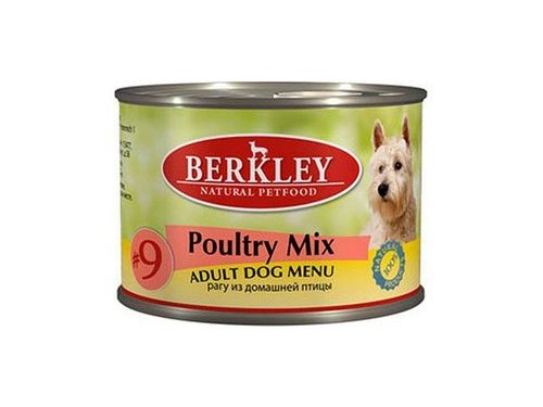 BERKLEY №9 ADULT POULTRY MIX Консервы Беркли для собак Рагу из домашней птицы (цена за упаковку) 200 гр х 6 шт