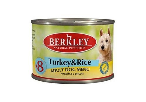BERKLEY №8 ADULT TURKEY & RICE Консервы Беркли для собак Индейка с рисом (цена за упаковку) 200 гр х 6 шт 