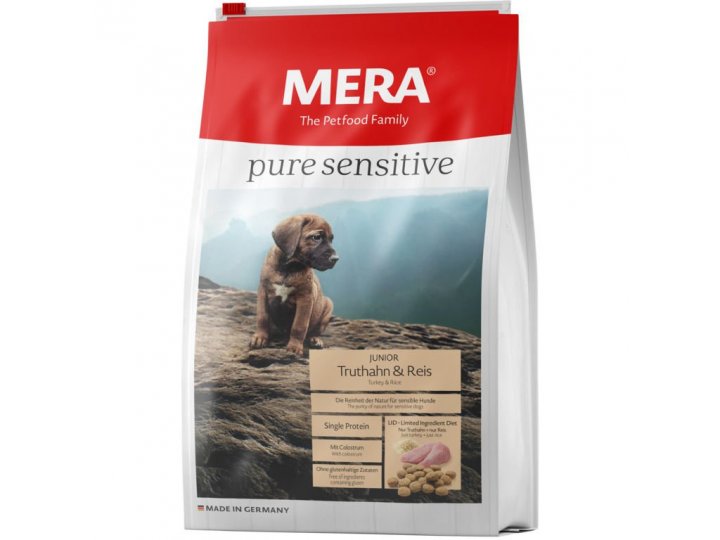 Сухой корм MERA PURE SENSITIVE JUNIOR TRUTHAHN&REIS для щенков с индейкой и рисом 12,5 кг
