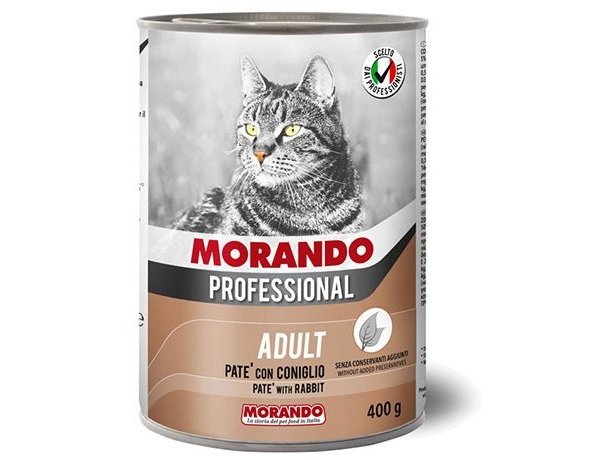Консервы MORANDO PROFESSIONAL ADULT PATE  Морандо для кошек паштет с Кроликом (цена за упаковку) 400 гр х 24 шт