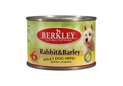 BERKLEY №6 ADULT RABBIT & BARLEY Консервы Беркли для собак Кролик с ячменем (цена за упаковку) 200 гр х 6 шт