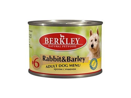 BERKLEY №6 ADULT RABBIT & BARLEY Консервы Беркли для собак Кролик с ячменем (цена за упаковку) 200 гр х 6 шт