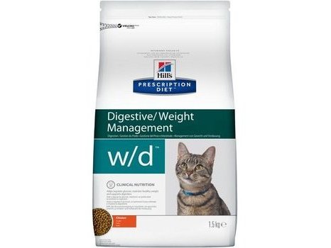 HILLS PRESCRIPTION DIET W\D DIGESTIVE WEIGHT MANAGEMENT Лечебный корм Хиллс для кошек при Сахарном диабете Запорах Колитах 1.5 кг