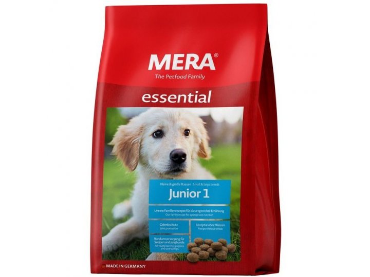 Сухой корм MERA ESSENTIAL JUNIOR 1 для щенков малых и средних пород до конца периода роста, крупных пород до 6-ти месяцев 12,5 кг