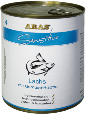 ARAS SENSITIVE консервы для собак № 4 · Лосось с овощным ризотто · 820 г