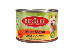 BERKLEY №4 ADULT MEAT MENU Консервы Беркли для собак Ягненок с рисом (цена за упаковку) 200 гр х 6 шт