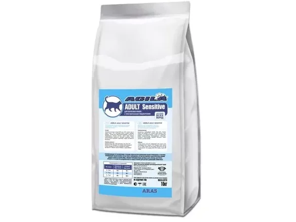 Сухой корм AGILA CAT Sensitive ADULT · АГИЛА для взрослых кошек с чувствительным пищеварением · 10 кг