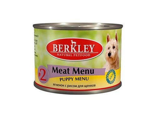 BERKLEY №2 PUPPY MEAT MENU Консервы Беркли для Щенков Ягненок с рисом (цена за упаковку) 200 гр х 6 шт