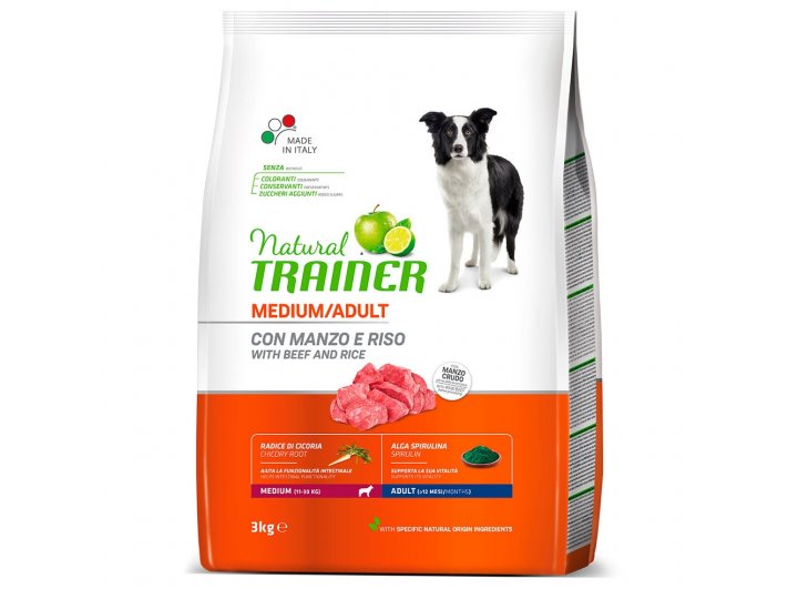 Сухой корм Natural Trainer Dog Medium Adult - Beef and Rice Трейнер  для взрослых собак средних пород Говядина с рисом 3 кг