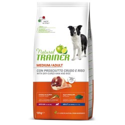 Сухой корм Natural Trainer Dog Medium Adult - Dry-Cured Ham and Rice Трейнер для взрослых собак средних пород с Сыровяленной ветчиной и рисом  12 кг