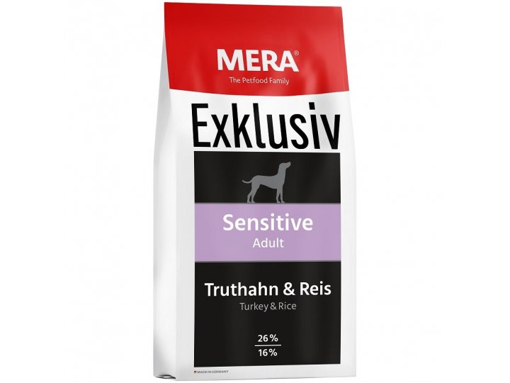 Сухой корм для собак Mera Exklusiv Sensitive Adult Truthahn & Reis (Индейка и рис) Профессиональный полнорационный корм для собак с повышенным уровнем активности 15 кг
