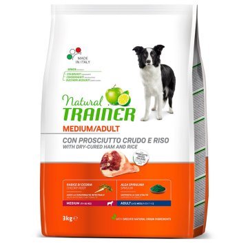 Сухой корм Natural Trainer Dog Medium Adult - Dry-Cured Ham and Rice Трейнер для взрослых собак средних пород с Сыровяленной ветчиной и рисом  3 кг
