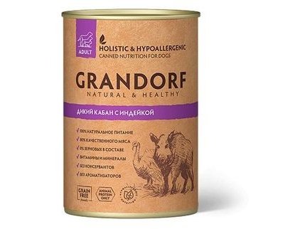 GRANDORF WILD BOAR & TURKEY Консервы Грандорф для взрослых собак Дикий Кабан с Индейкой (цена за упаковку) 400 гр х 12 шт