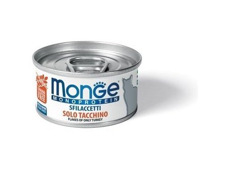 MONGE CAT MONOPROTEIN Консервы Монж Монопротеиновые для кошек Хлопья Индейки (цена за упаковку) 80 гр х 24 шт
