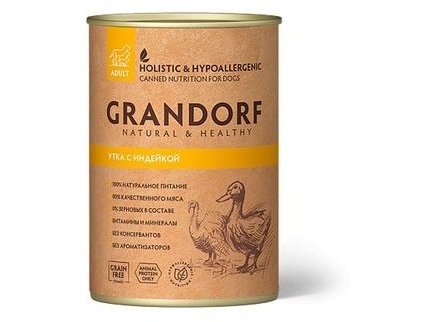 GRANDORF DUCK & TURKEY Консервы Грандорф для взрослых собак Утка с Индейкой (цена за упаковку) 400 гр х 12 шт